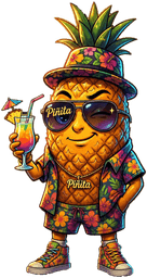 Piñita Bot sostiene un cóctel